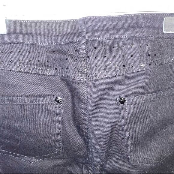 Mango SKinny Jeans Size 10 Black w Black Sequin - Picture 8 of 10